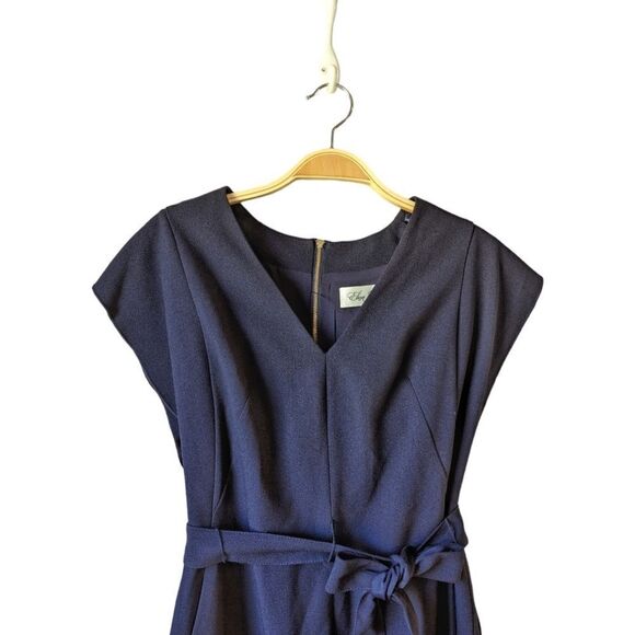 Eliza J Flutter Sleeve Crepe Midi Dress Sz 4‎ Polished Work To Dinner - Picture 8 of 13